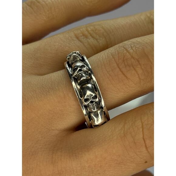 925 STERLING SILVER SKULL CUSTOM RING SIZE 10.5